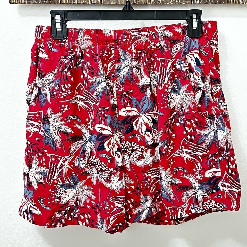 Columbia PFG Swim Trunks Mens small Red Tropical Pockets Mesh Lined Shorts